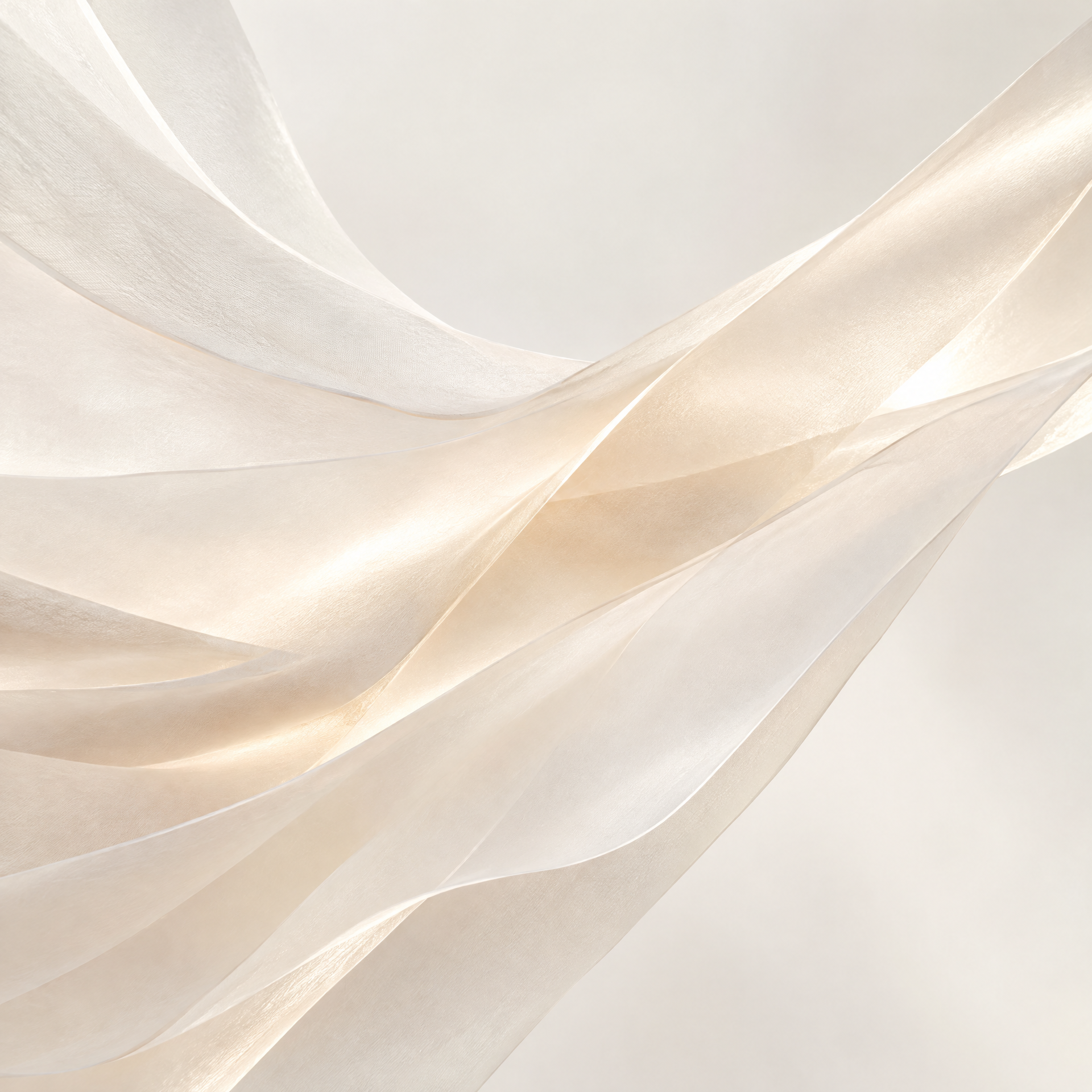 Abstraktes Covermotiv mit hellen, fließenden Materialwellen.